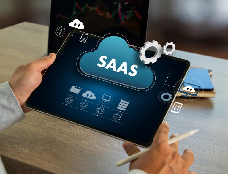 The letters SAAS on a tablet